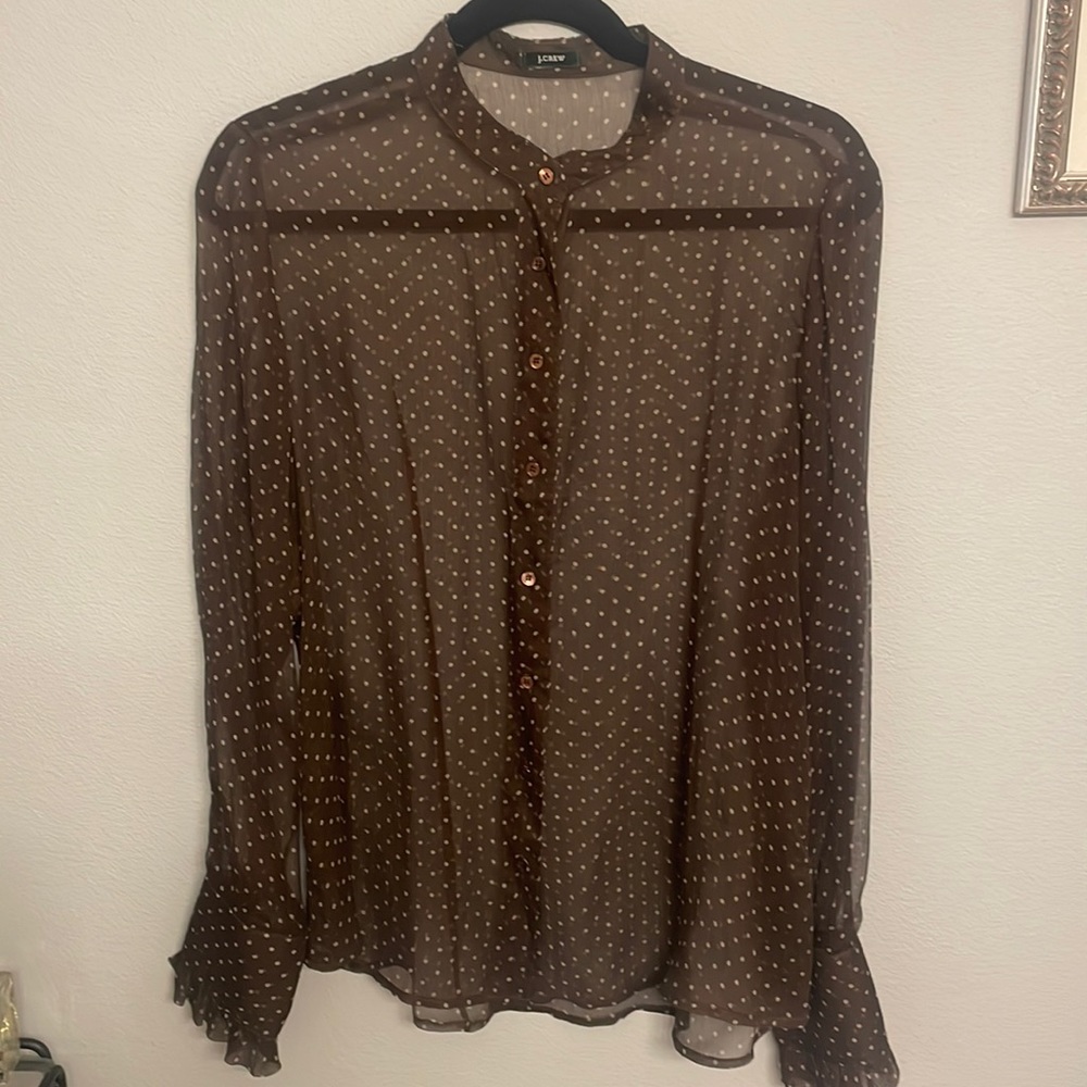 J. Crew Mandarin Collar Sheer Button Down